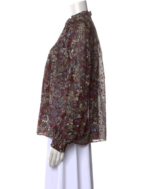 BA&SH Floral Print Mock Neck Blouse