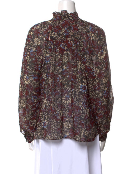BA&SH Floral Print Mock Neck Blouse