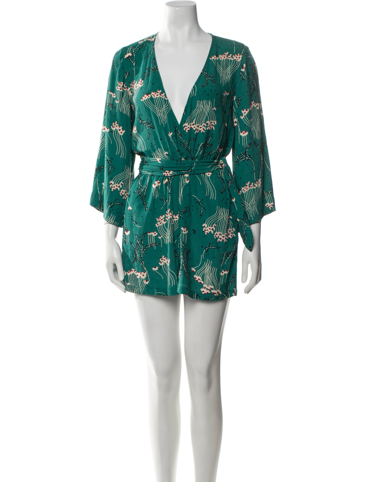 BA&SH Printed Plunge Neckline Romper