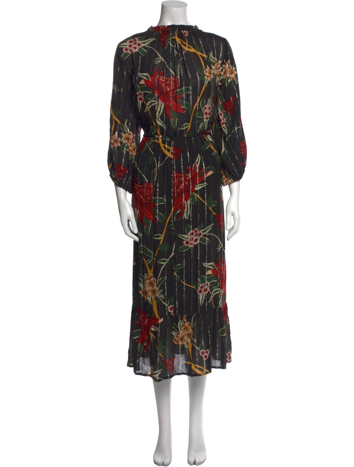 BA&SH Printed Midi Length Dress