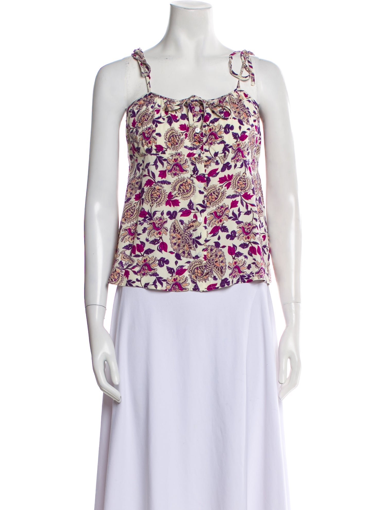 BA&SH Floral Print Square Neckline Blouse