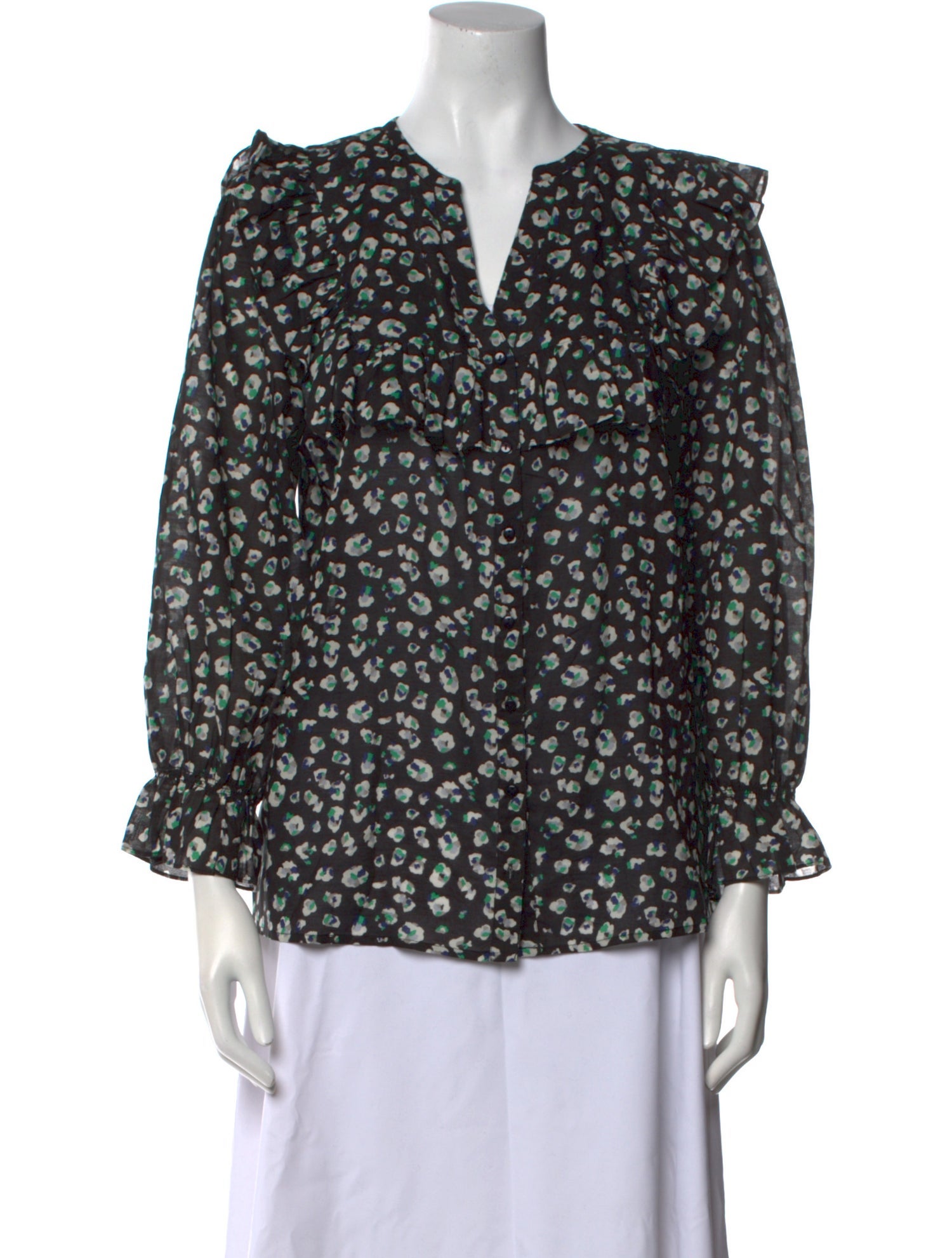 BA&SH Printed V-Neck Blouse