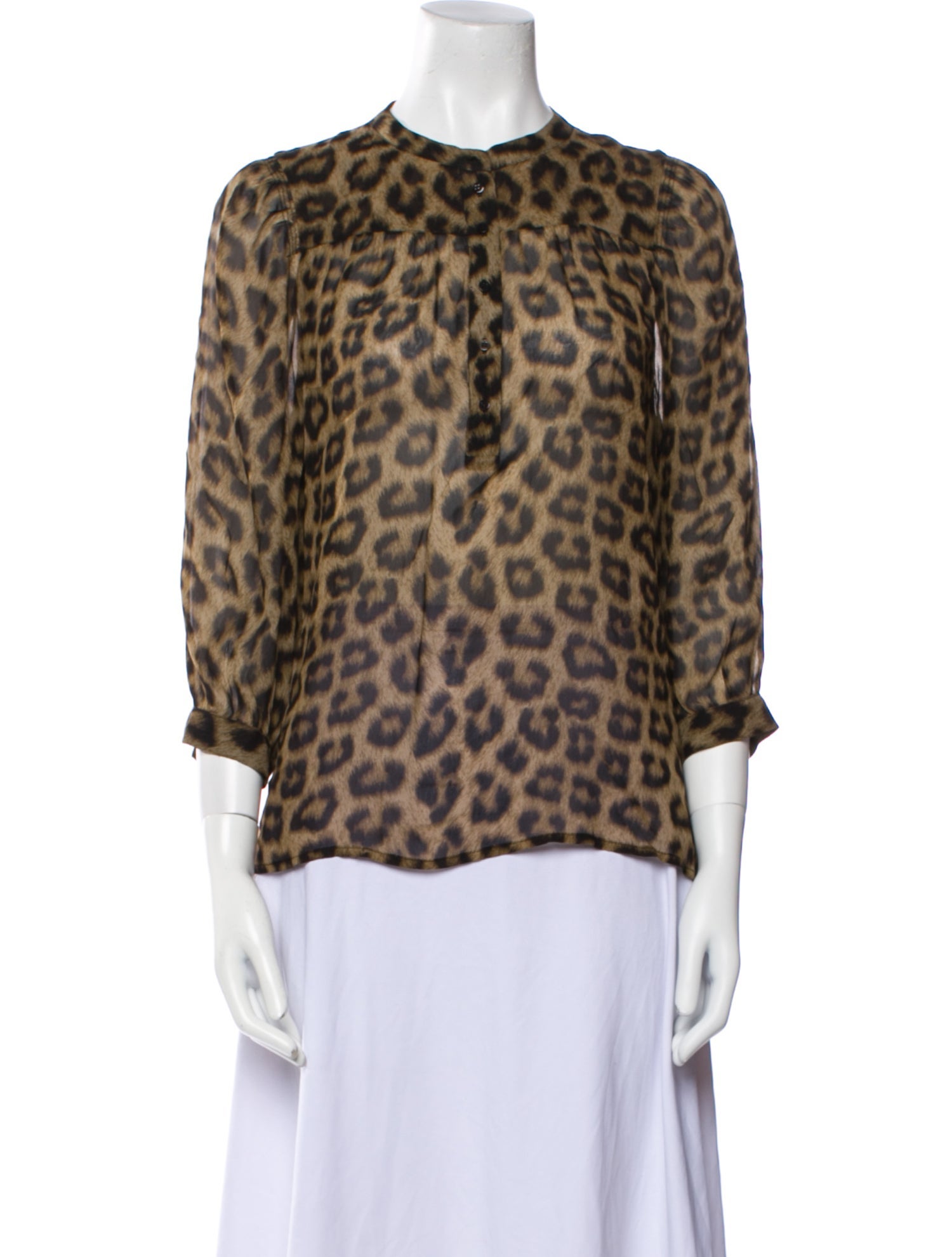 BA&SH Animal Print Crew Neck Blouse