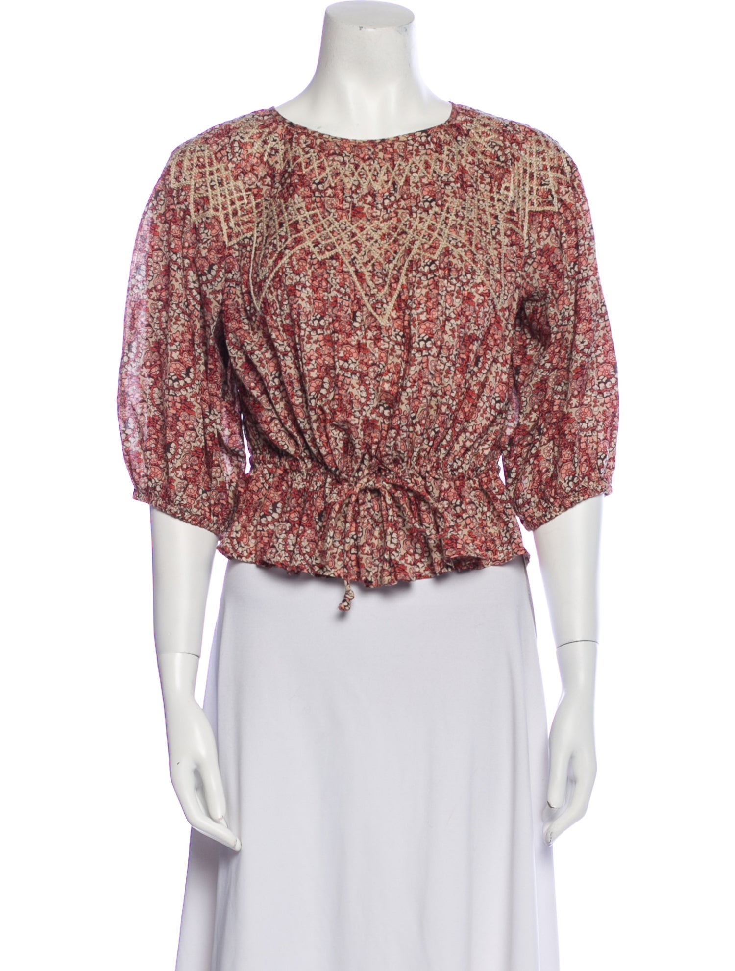 BA&SH Printed Scoop Neck Crop Top