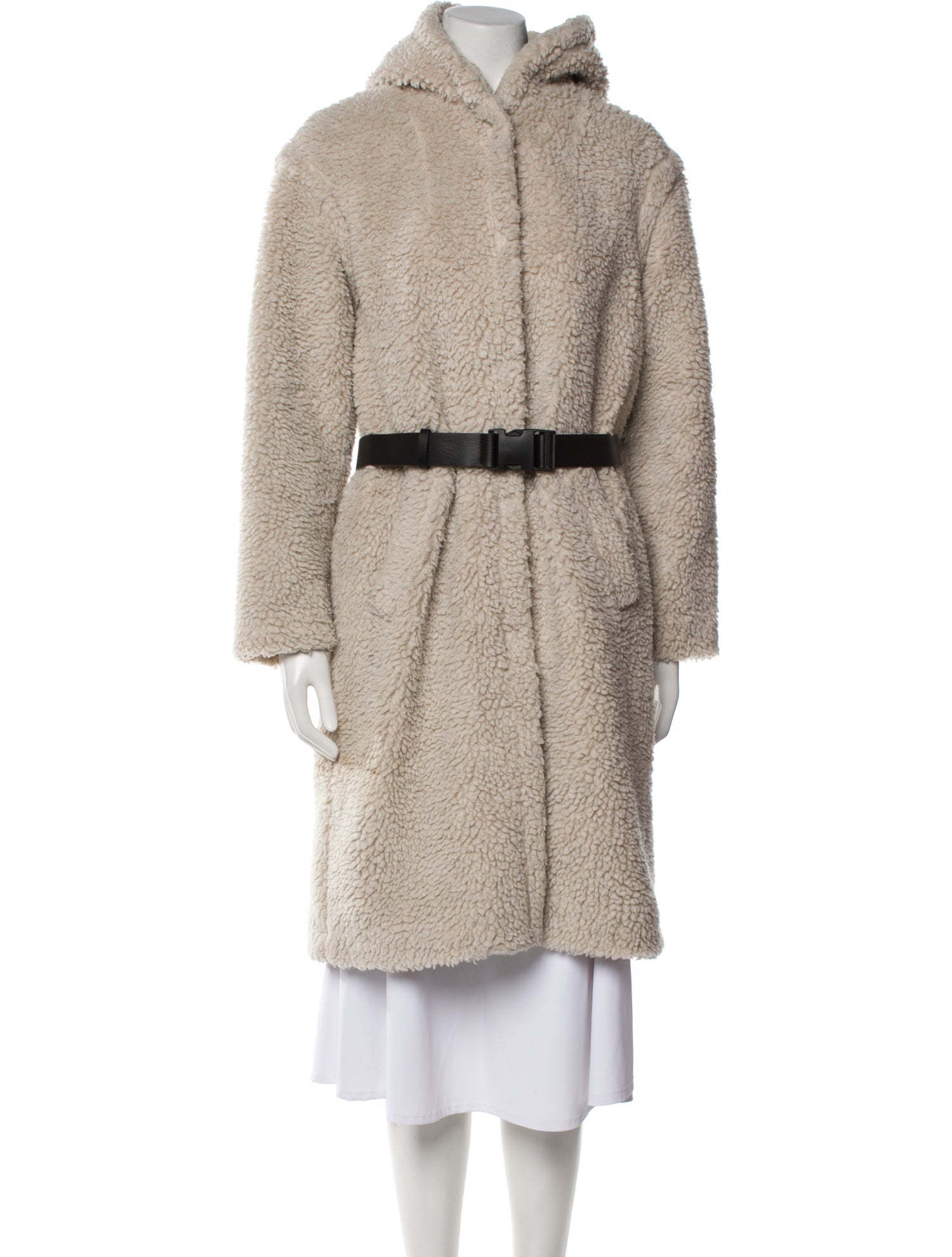 BA&SH Faux Fur Tweed Pattern Faux Fur Coat