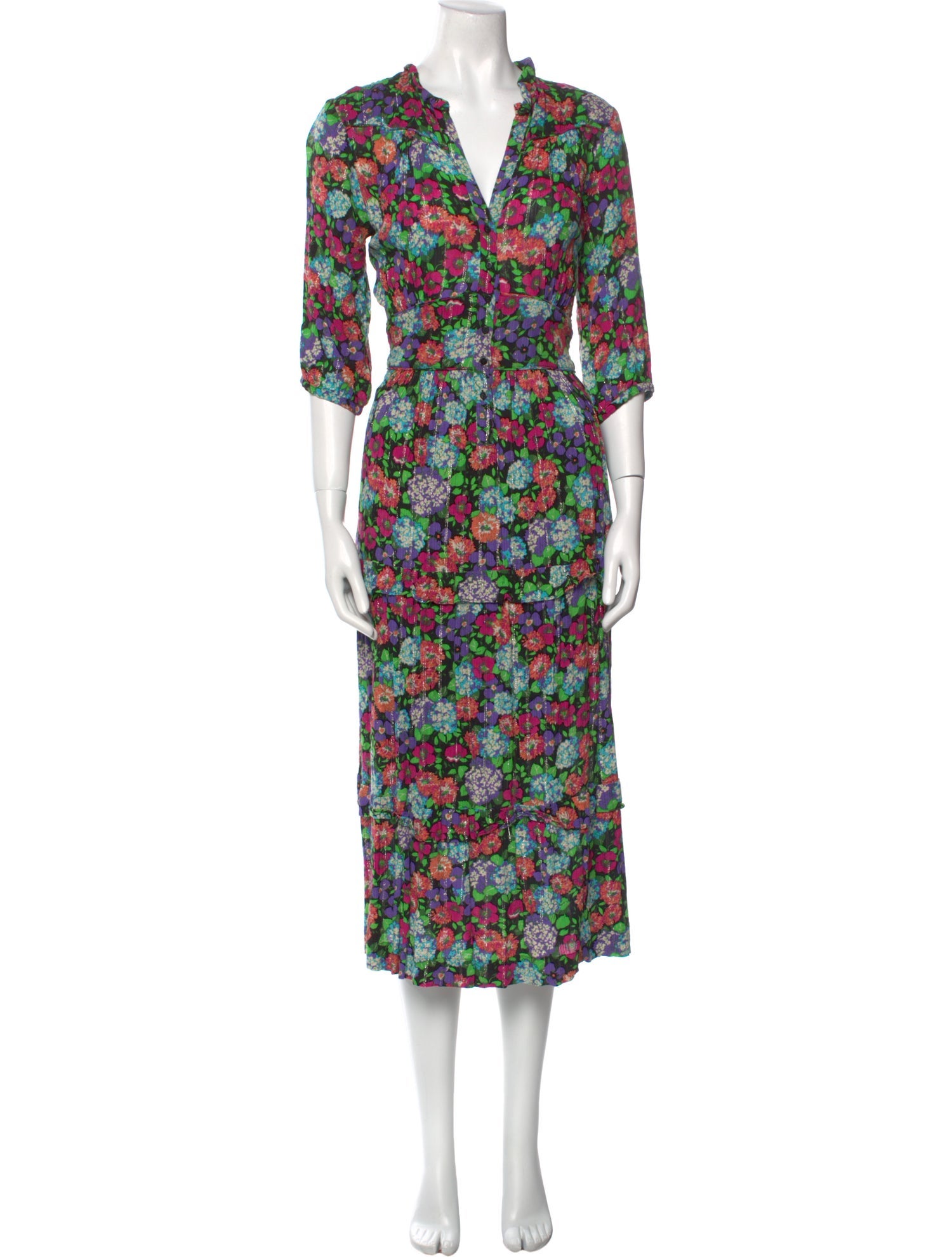 BA&SH Floral Print Long Dress
