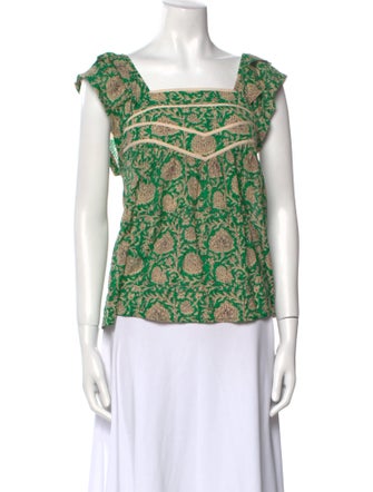 BA&SH Floral Print Square Neckline Blouse