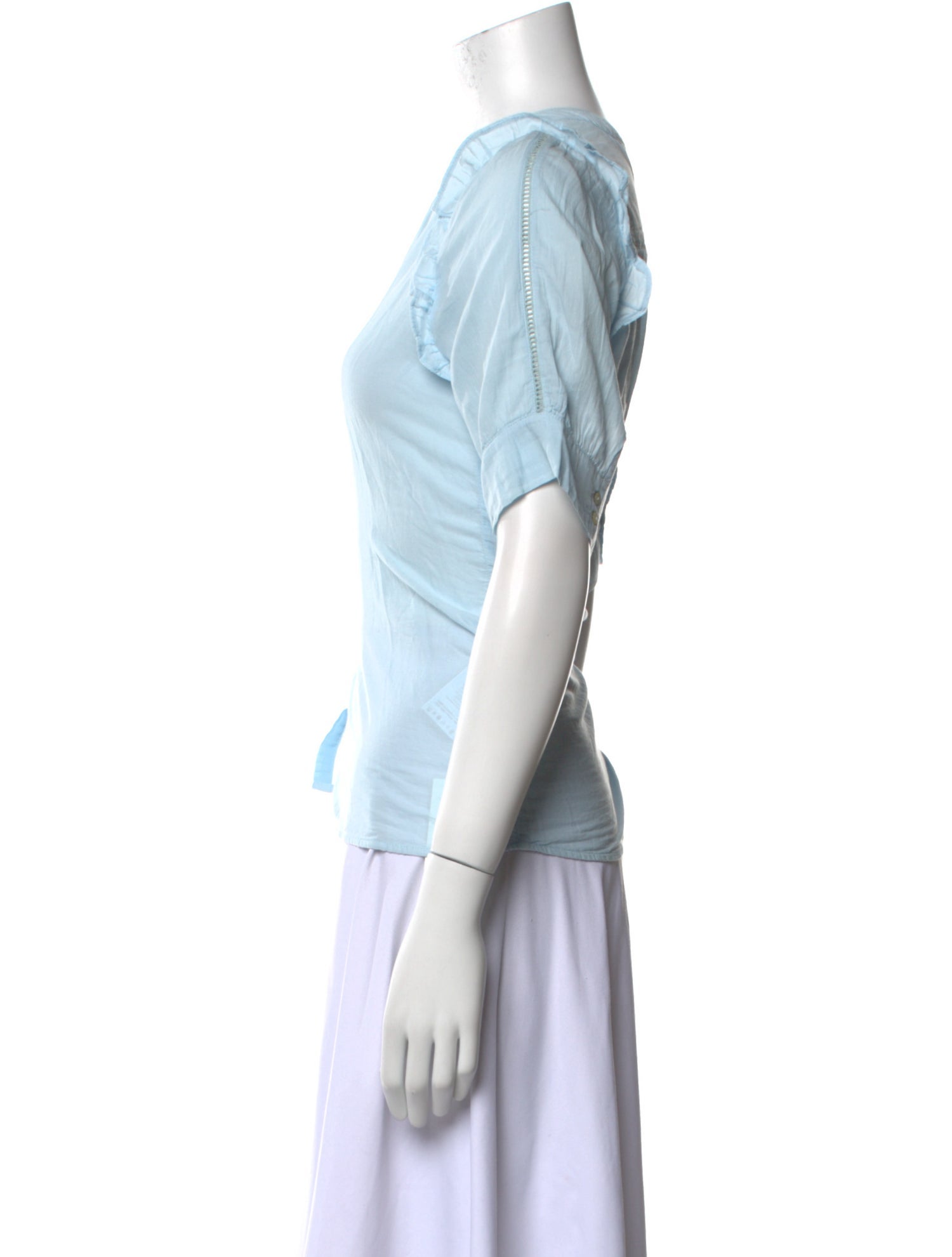 BA&SH Crew Neck Short Sleeve Button-Up Top w/ Tags