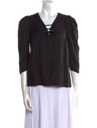 BA&SH V-Neck Three-Quarter Sleeve Blouse