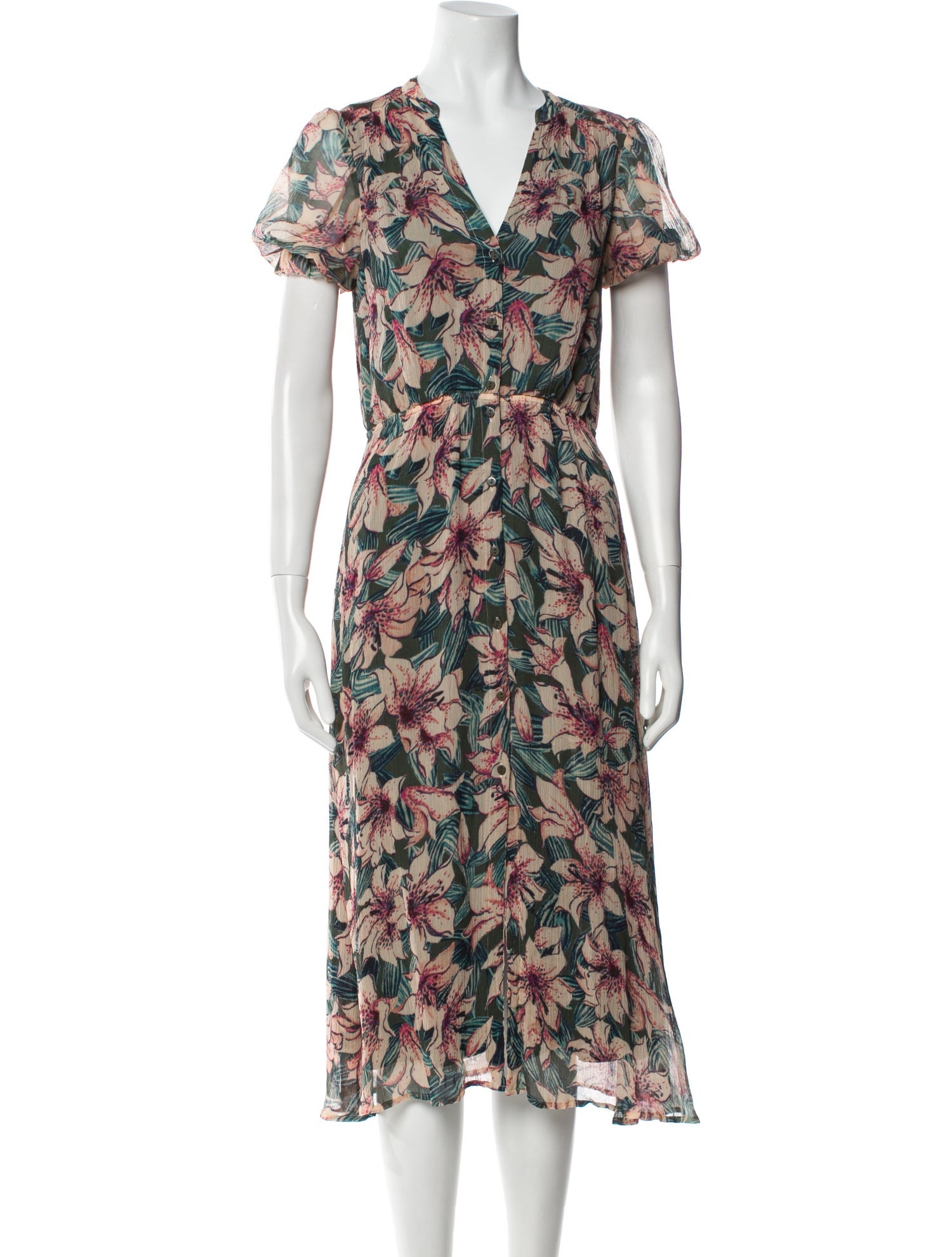 BA&SH Floral Print Midi Length Dress