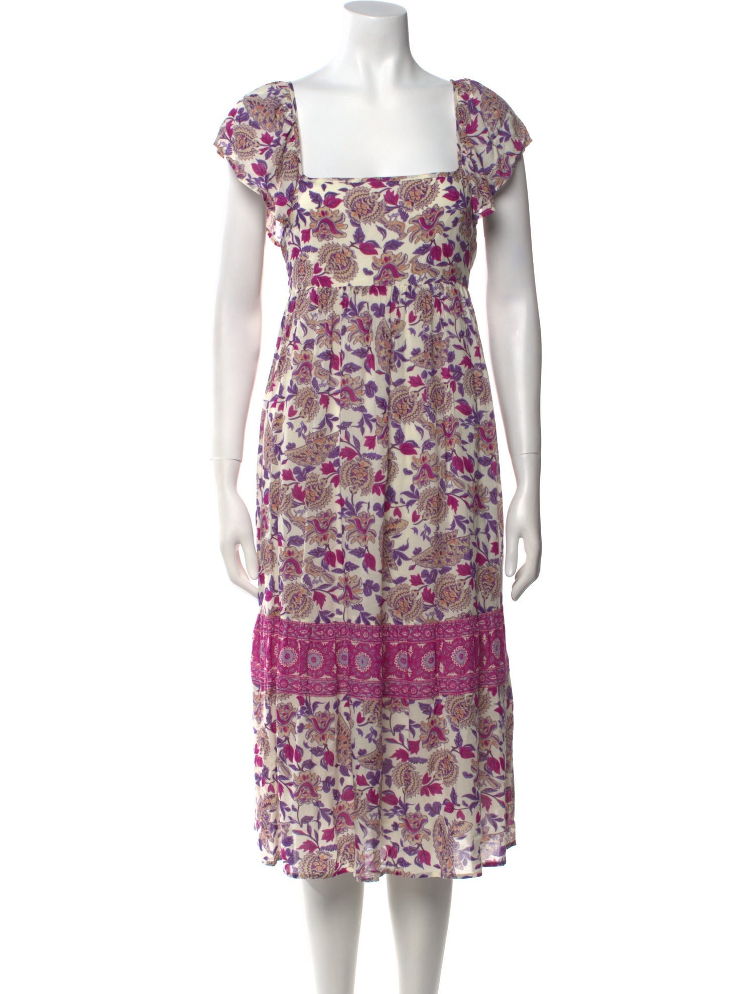 BA&SH Floral Print Midi Length Dress
