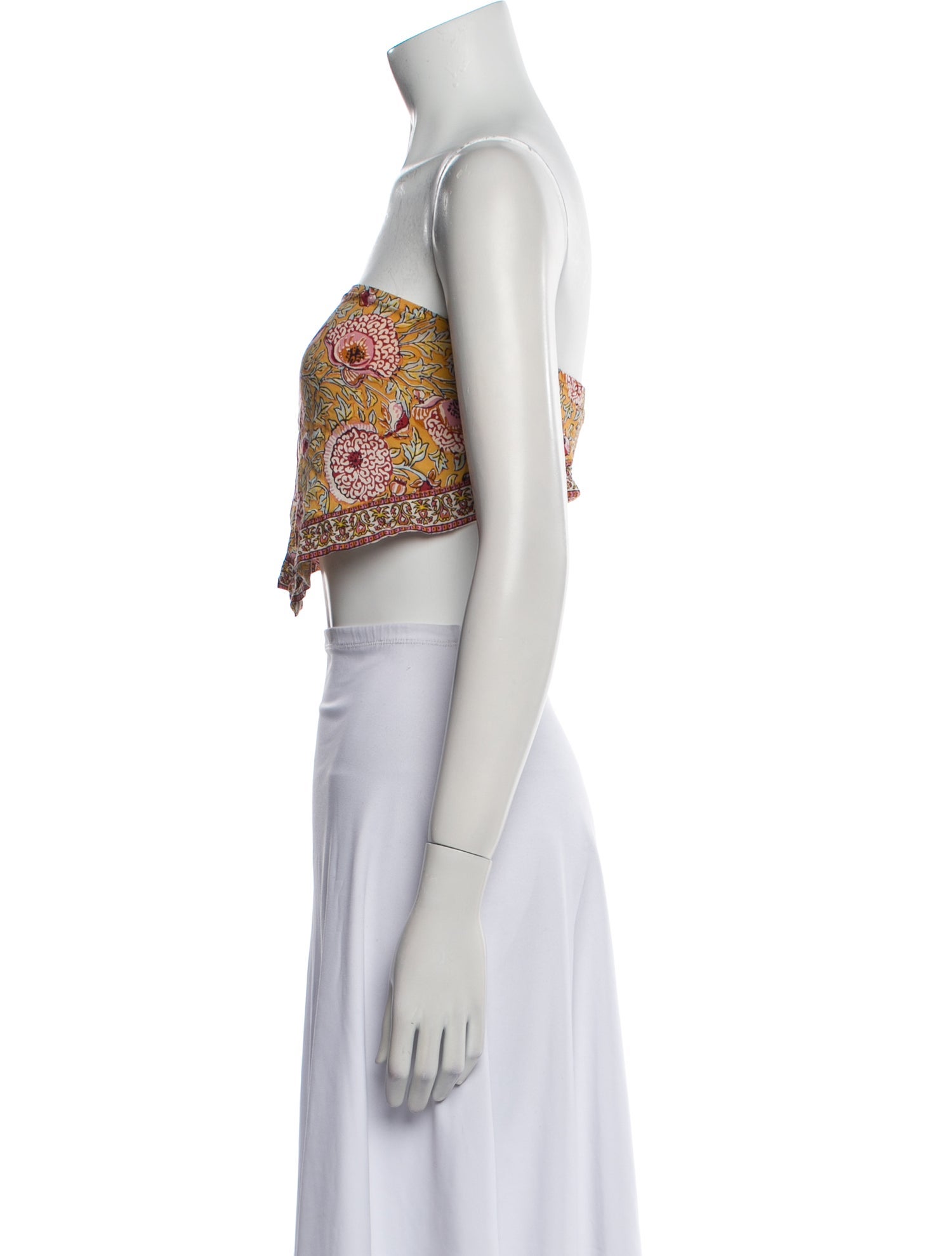 BA&SH Paisley Print Strapless Crop Top