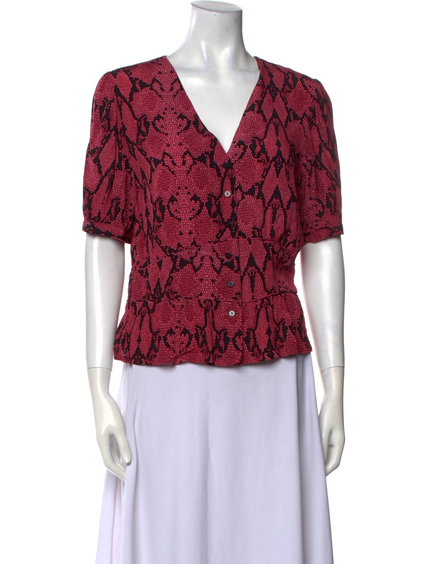 BA&SH Animal Print V-Neck Blouse