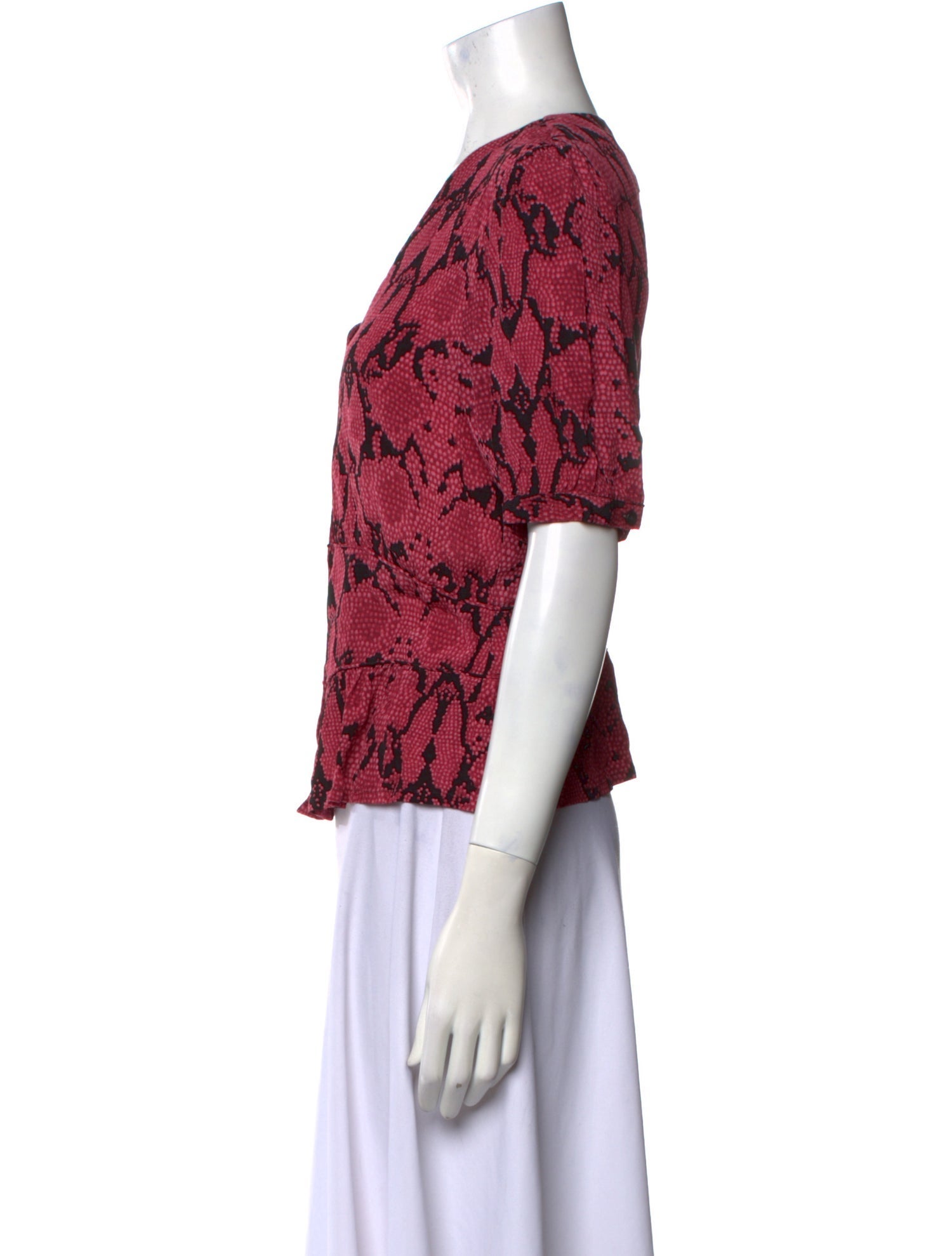 BA&SH Animal Print V-Neck Blouse