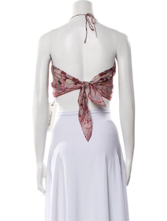 BA&SH Silk Printed Crop Top