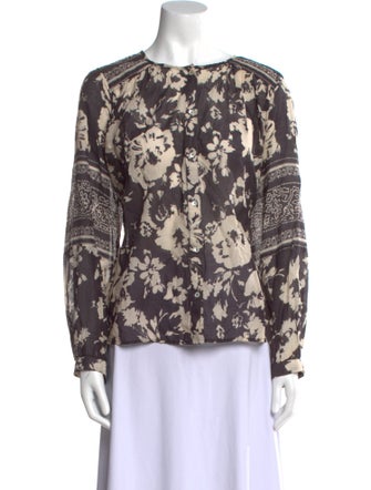 BA&SH Floral Print Bateau Neckline Blouse