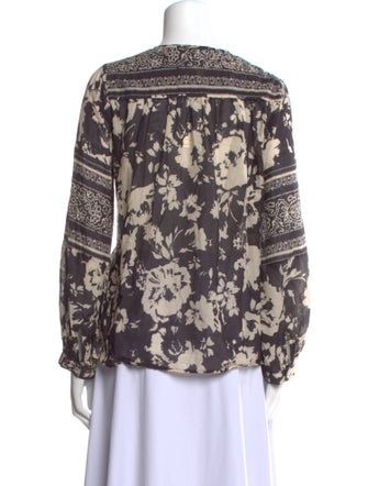 BA&SH Floral Print Bateau Neckline Blouse