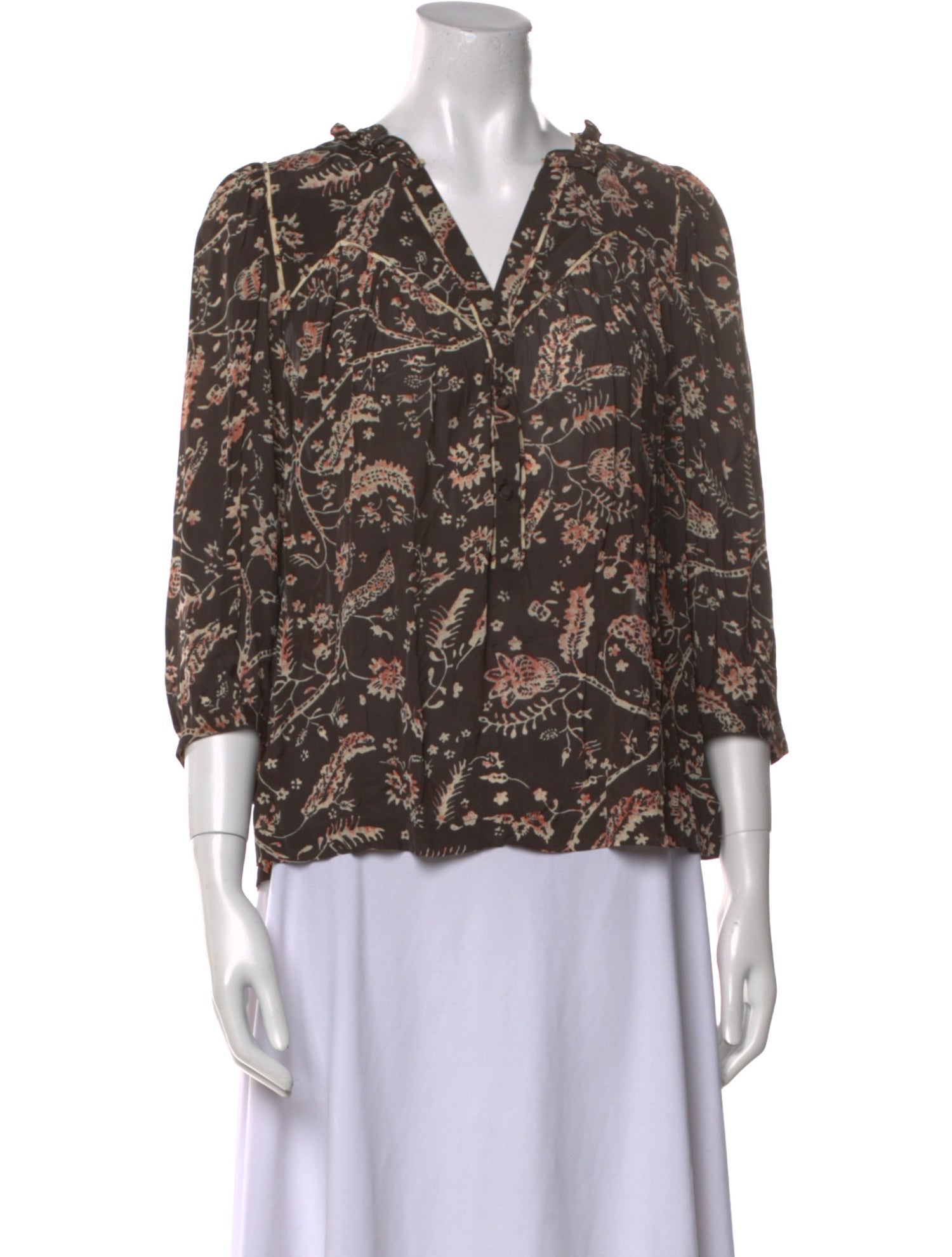 BA&SH Floral Print V-Neck Blouse