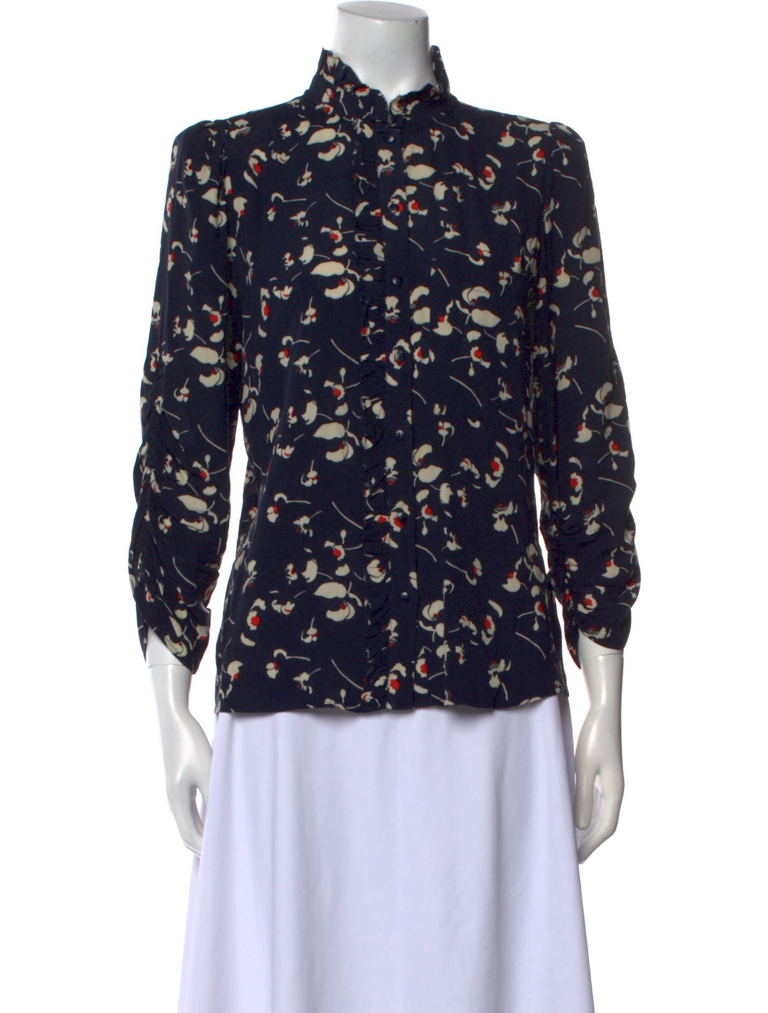 BA&SH Floral Print Mock Neck Blouse