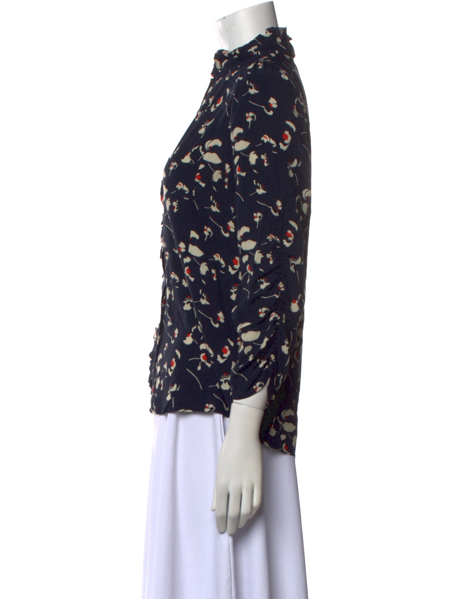 BA&SH Floral Print Mock Neck Blouse