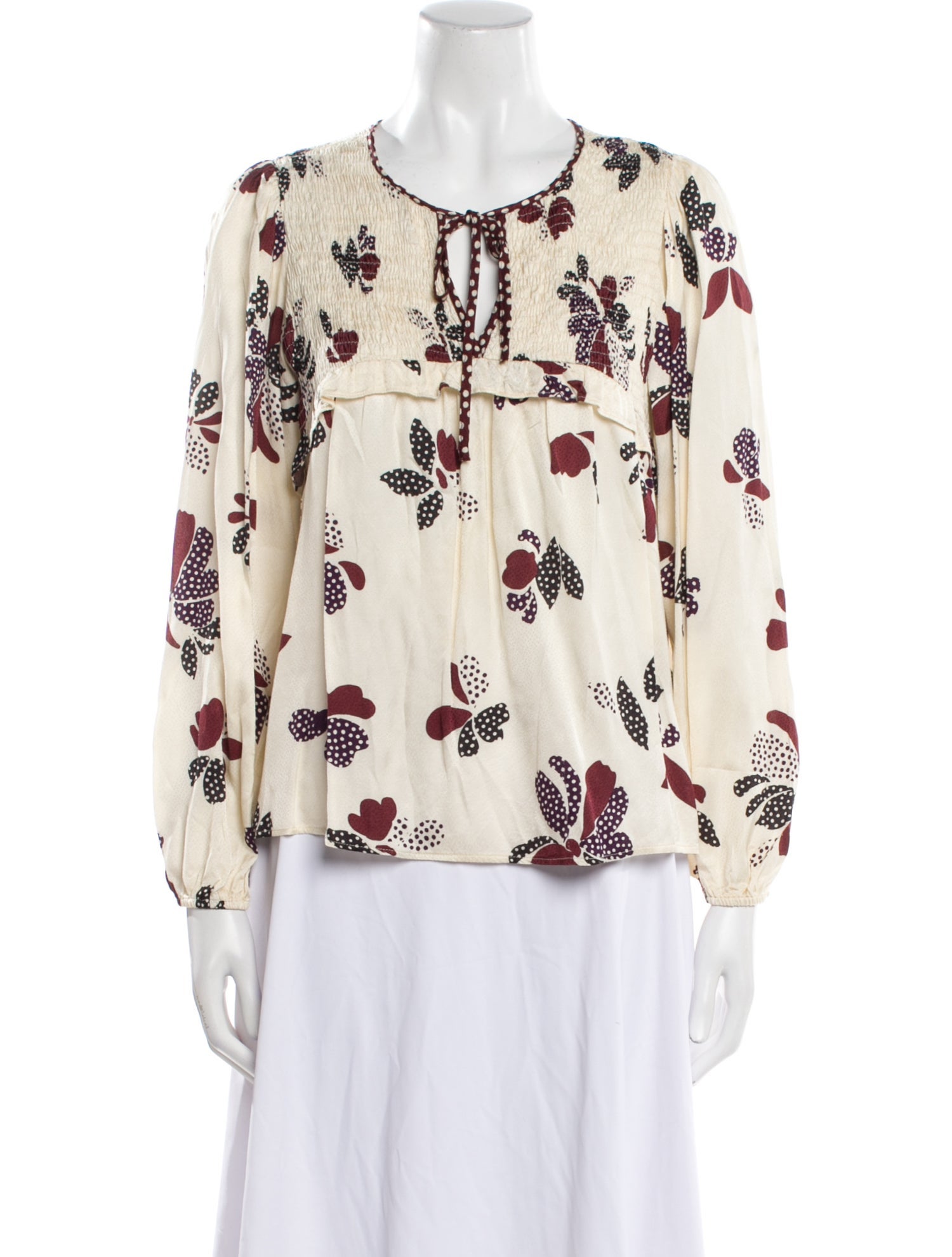 BA&SH Printed Scoop Neck Blouse