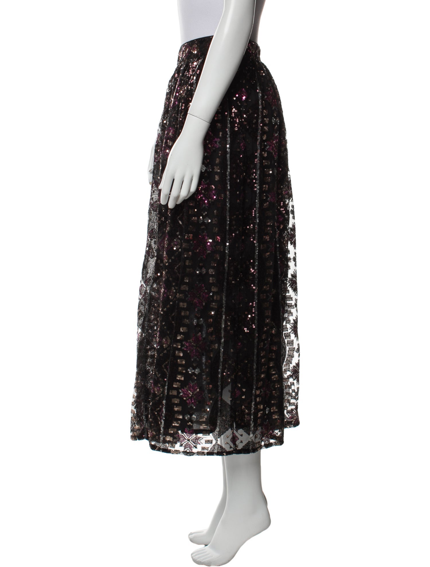 BA&SH Printed Midi Length Skirt