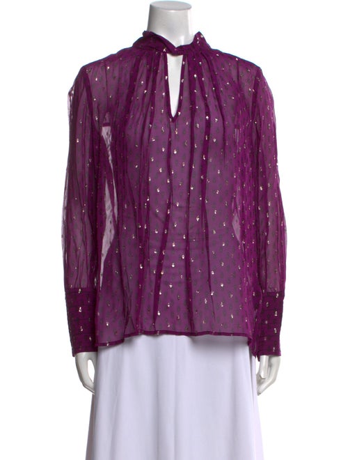 BA&SH Printed Mock Neck Blouse