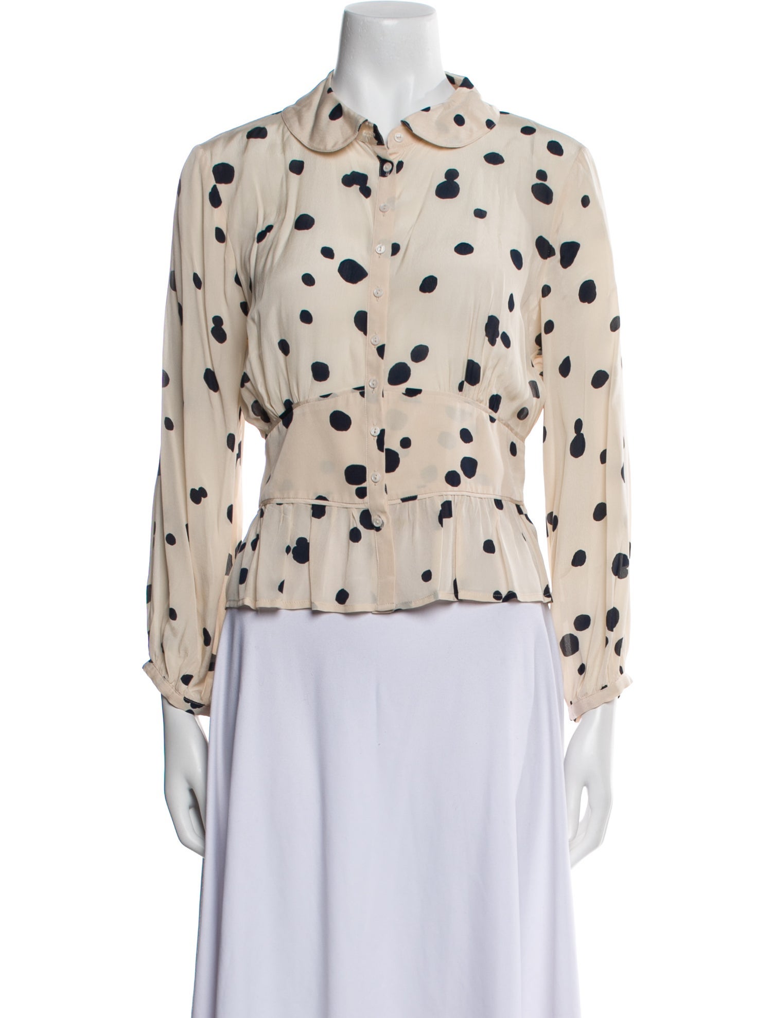 BA&SH Printed Three-Quarter Sleeve Button-Up Top