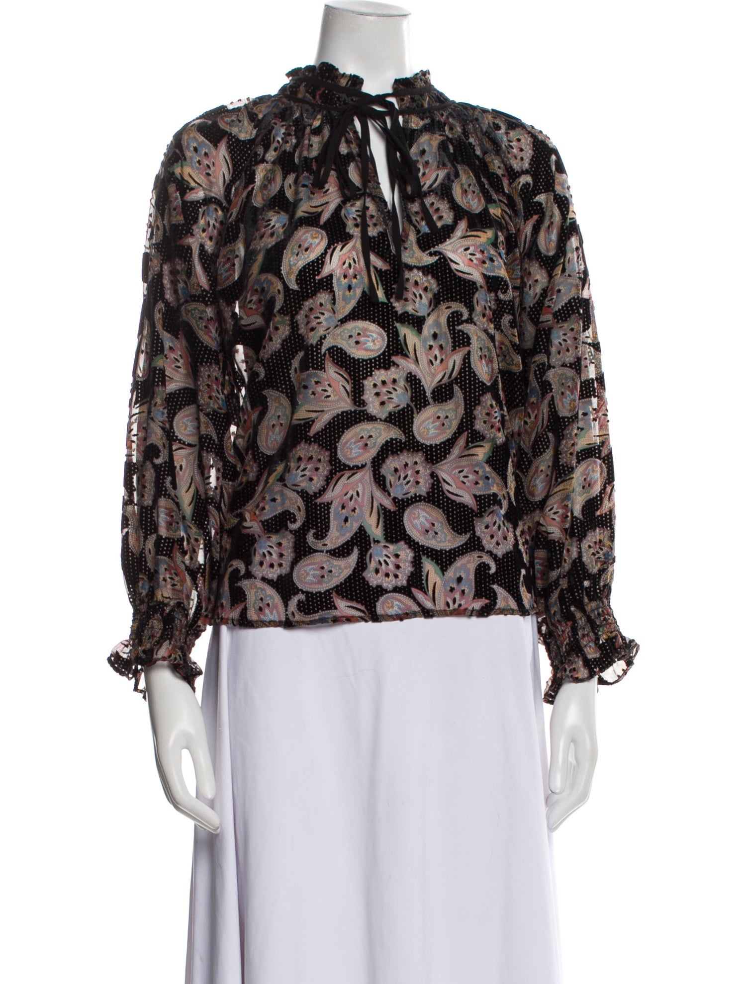 BA&SH Floral Print Mock Neck Blouse