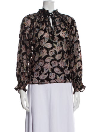 BA&SH Floral Print Mock Neck Blouse