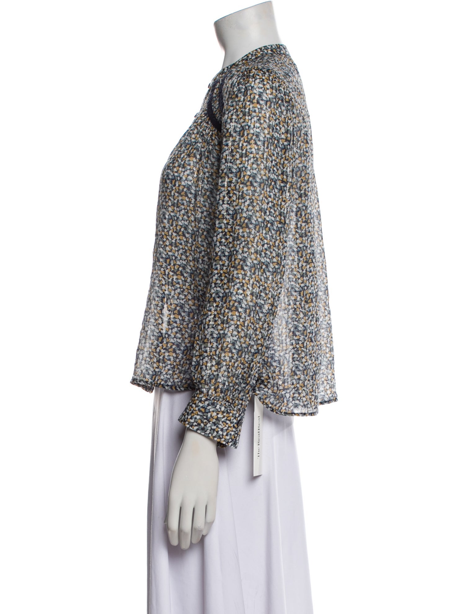 BA&SH Floral Print Mock Neck Blouse