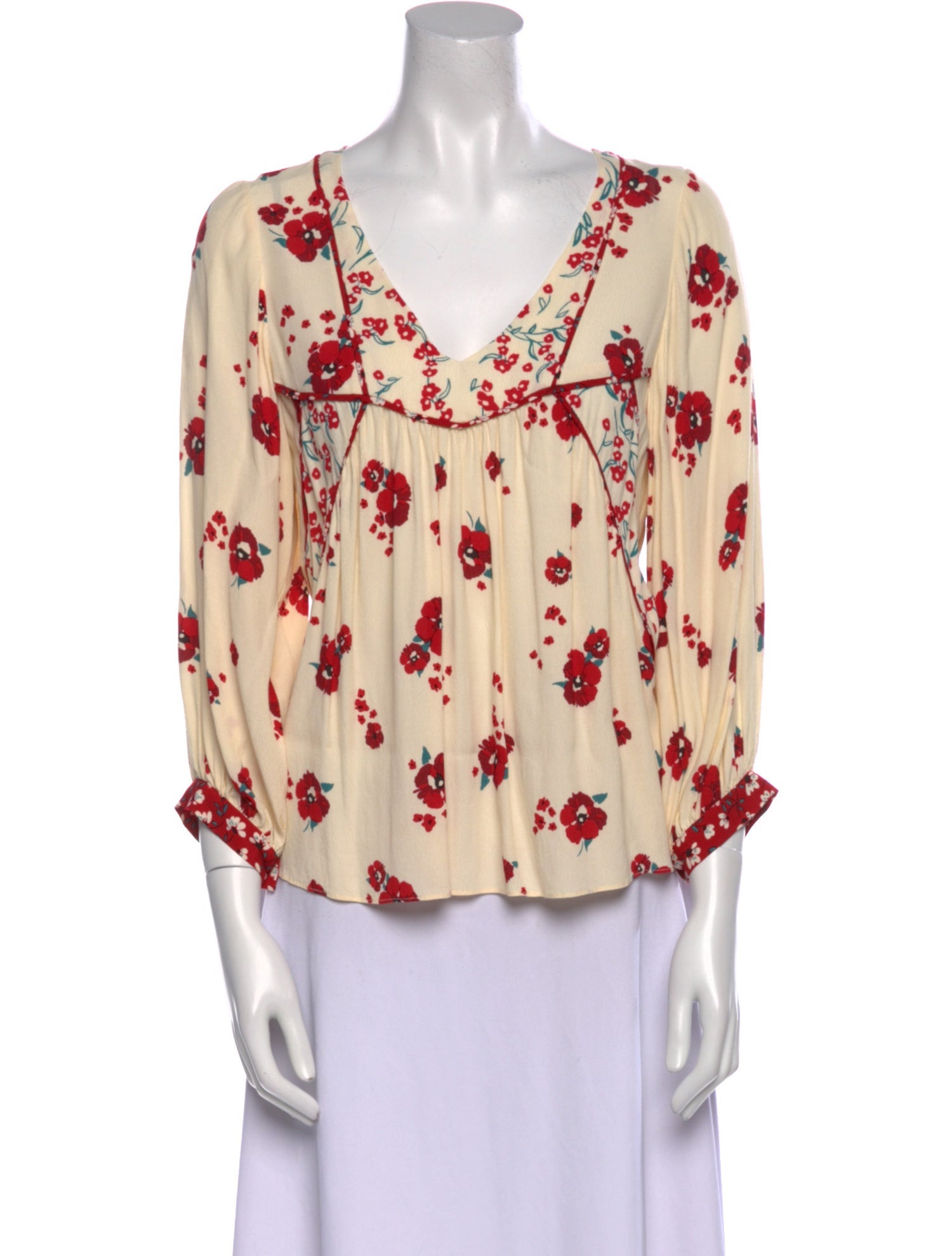 BA&SH Floral Print V-Neck Blouse