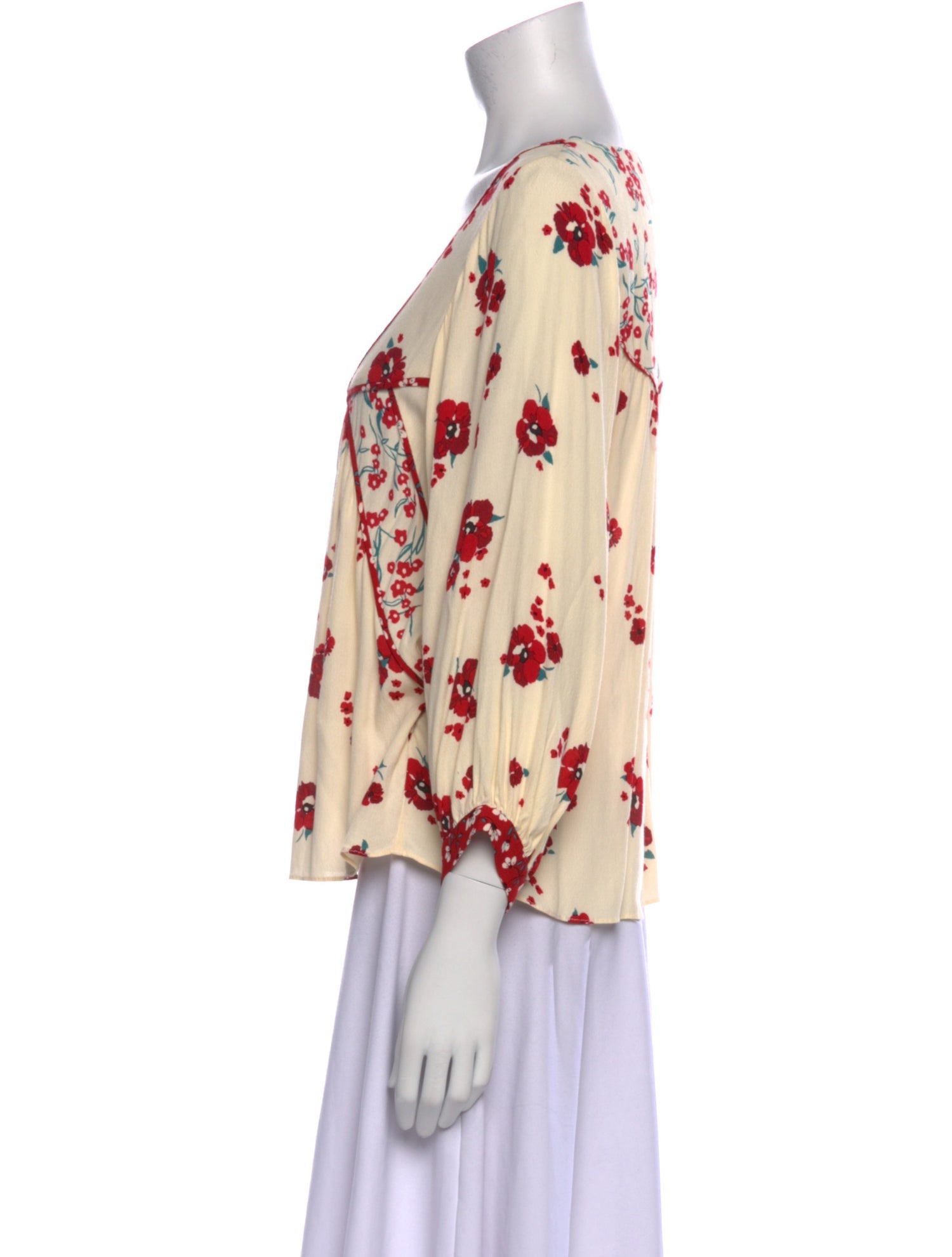 BA&SH Floral Print V-Neck Blouse