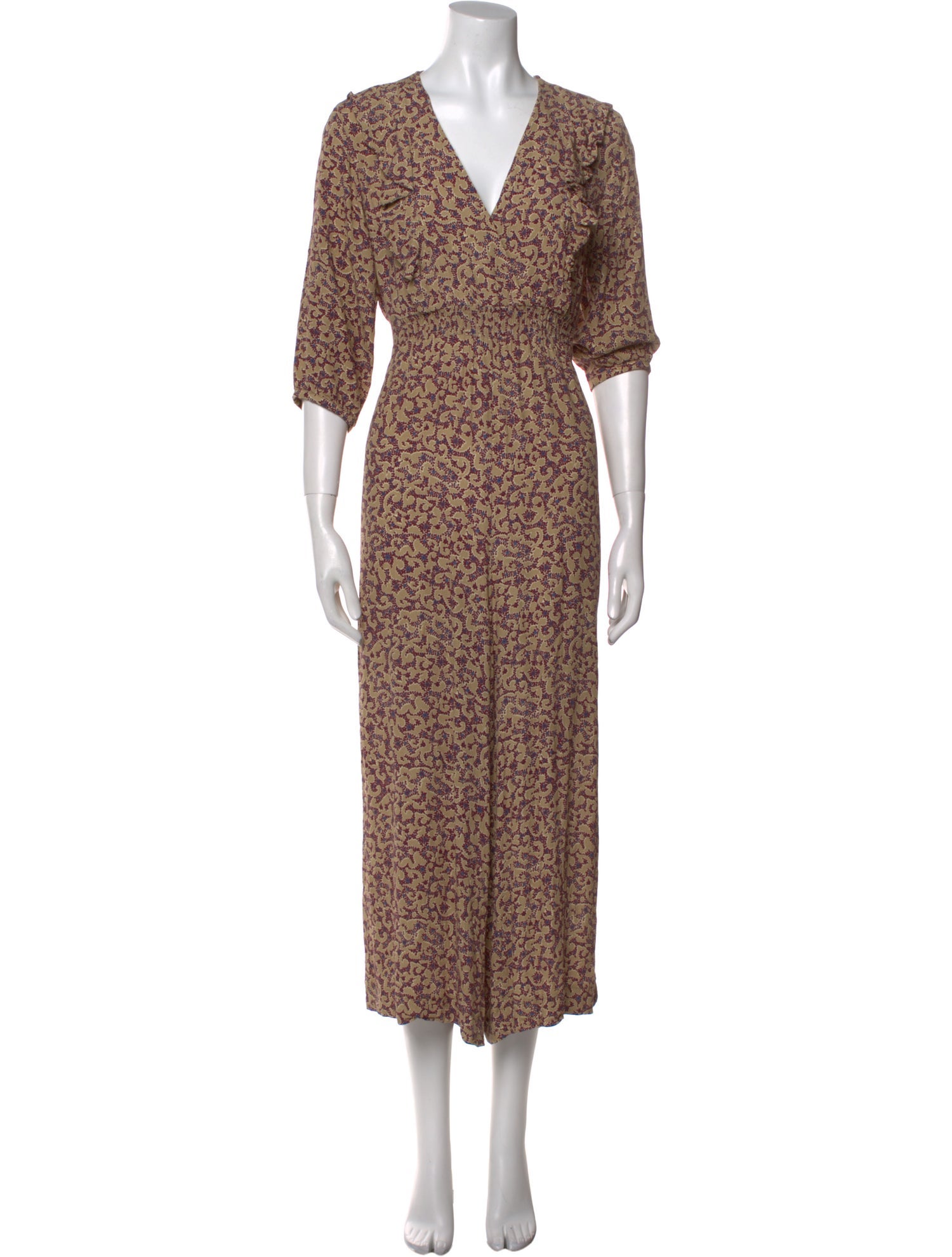 BA&SH Printed V-Neck Jumpsuit