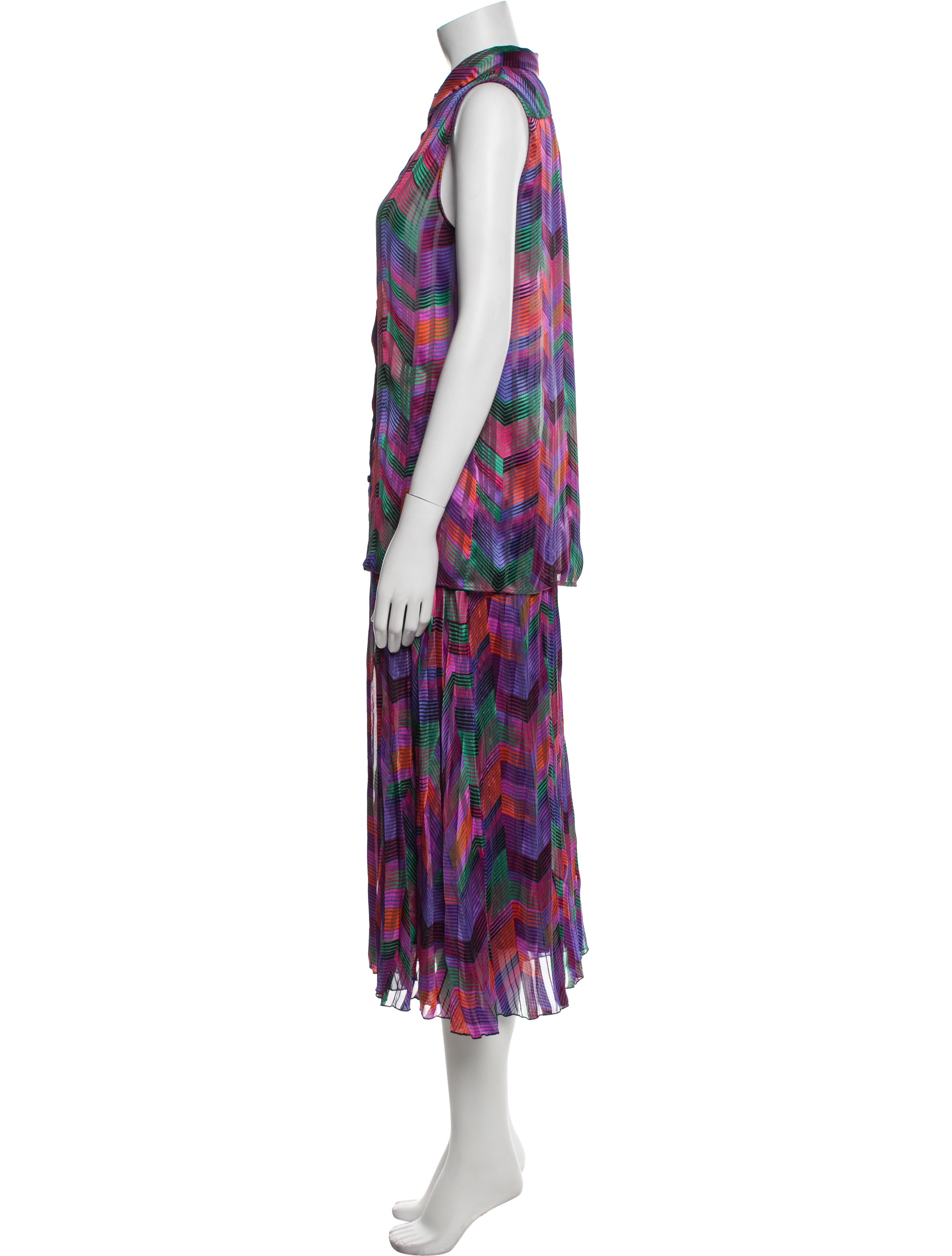 BA&SH Printed Pleated Accents Skirt Suit