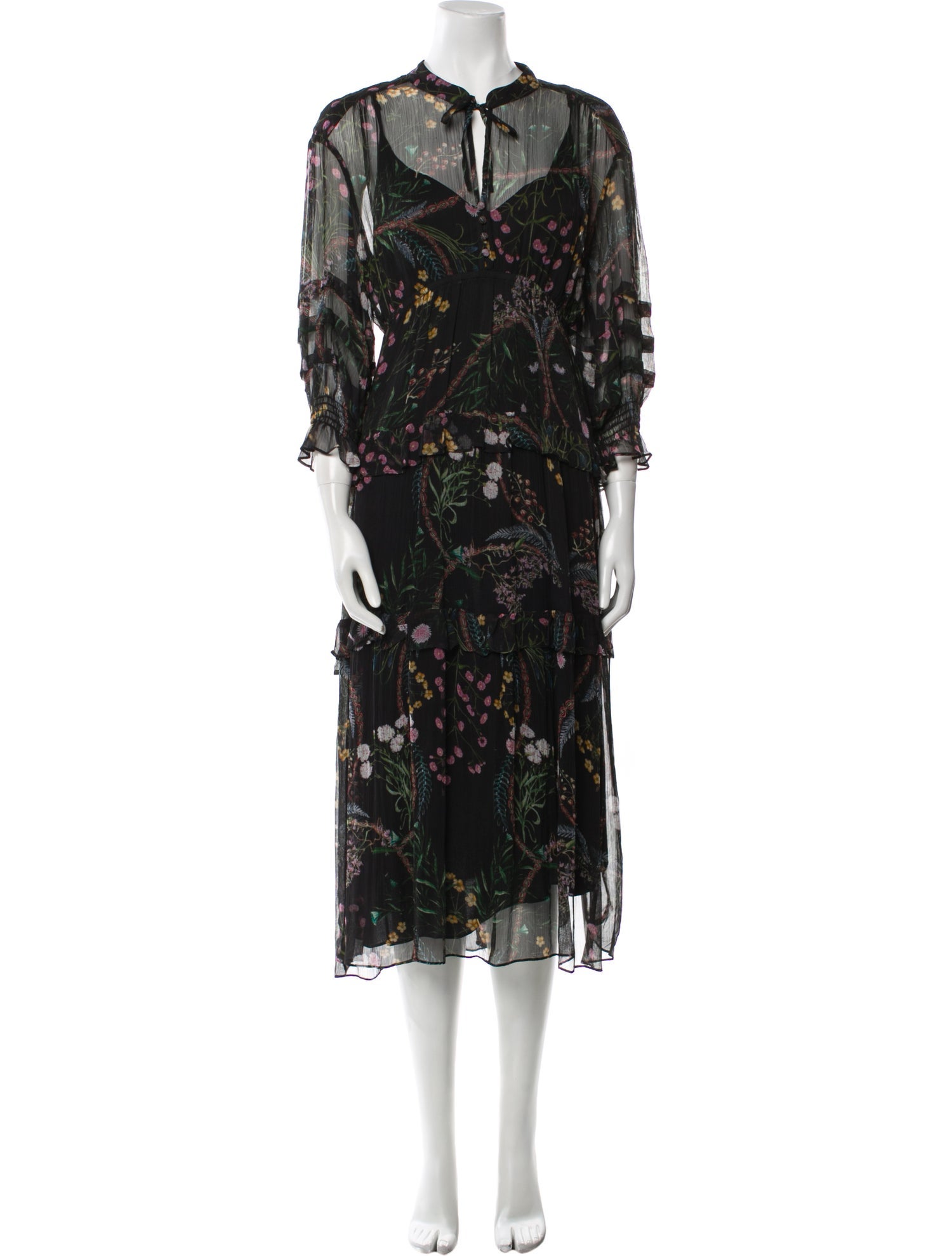 BA&SH Floral Print Long Dress