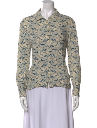 BA&SH Printed Long Sleeve Button-Up Top