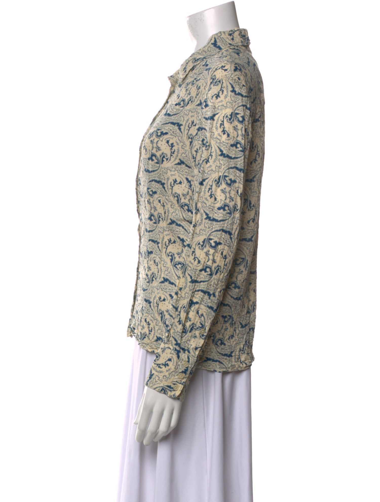 BA&SH Printed Long Sleeve Button-Up Top