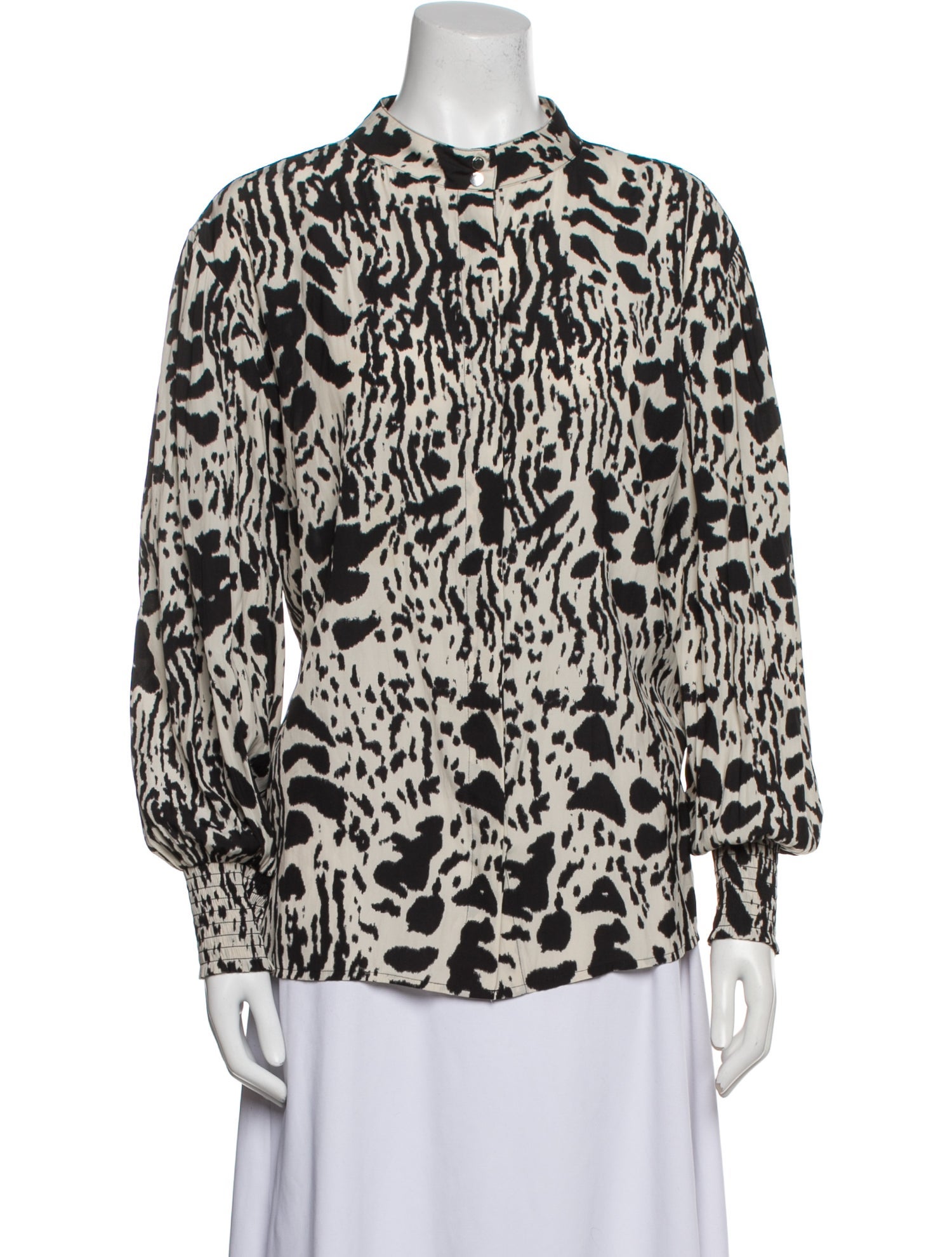 BA&SH Animal Print Mock Neck Blouse