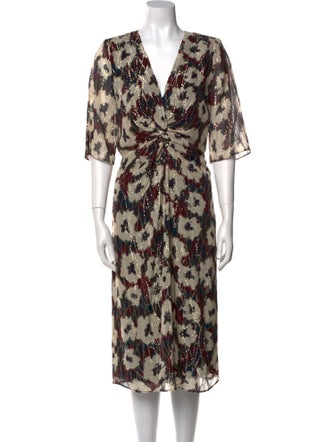 BA&SH Floral Print Midi Length Dress