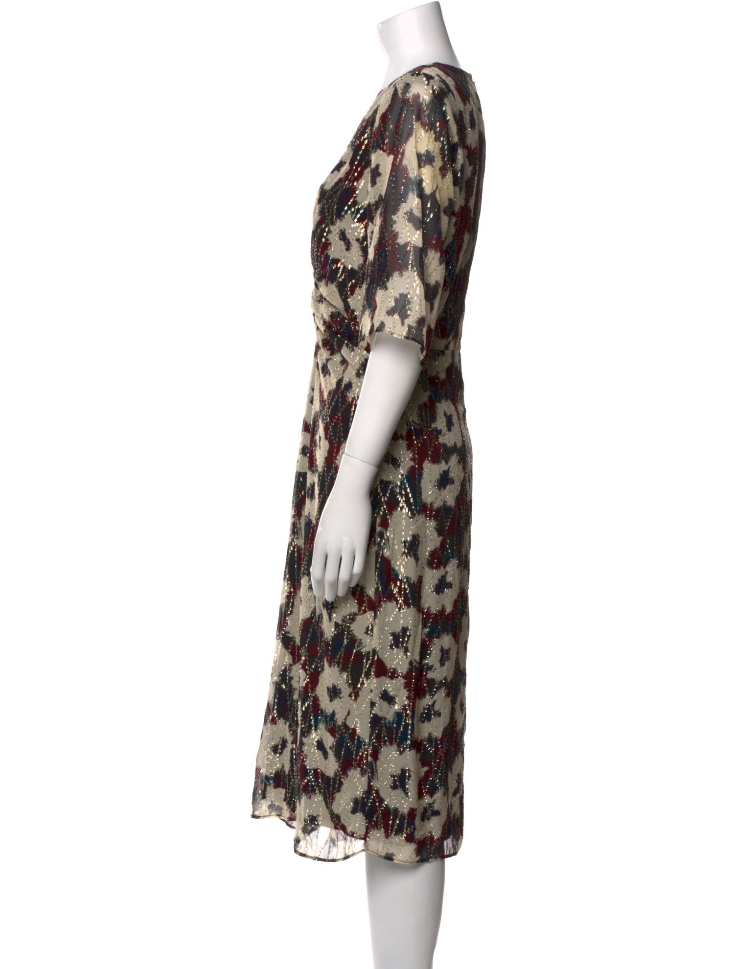 BA&SH Floral Print Midi Length Dress