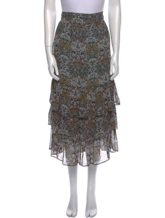 BA&SH Floral Print Midi Length Skirt