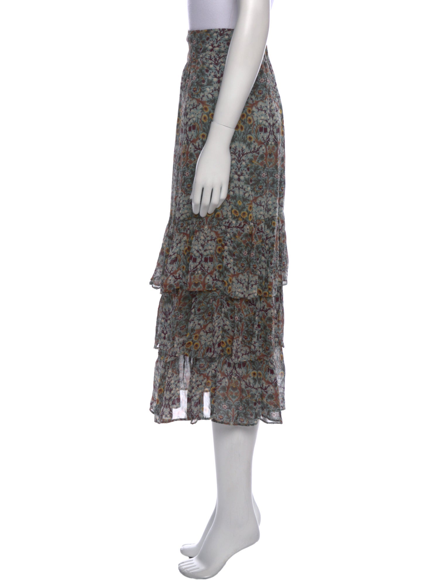 BA&SH Floral Print Midi Length Skirt