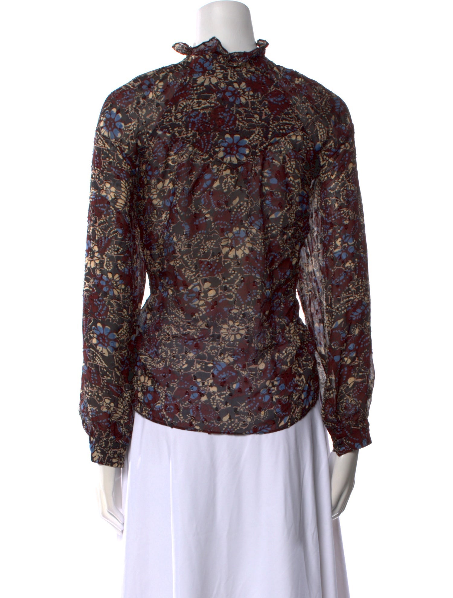 BA&SH Floral Print Mock Neck Blouse