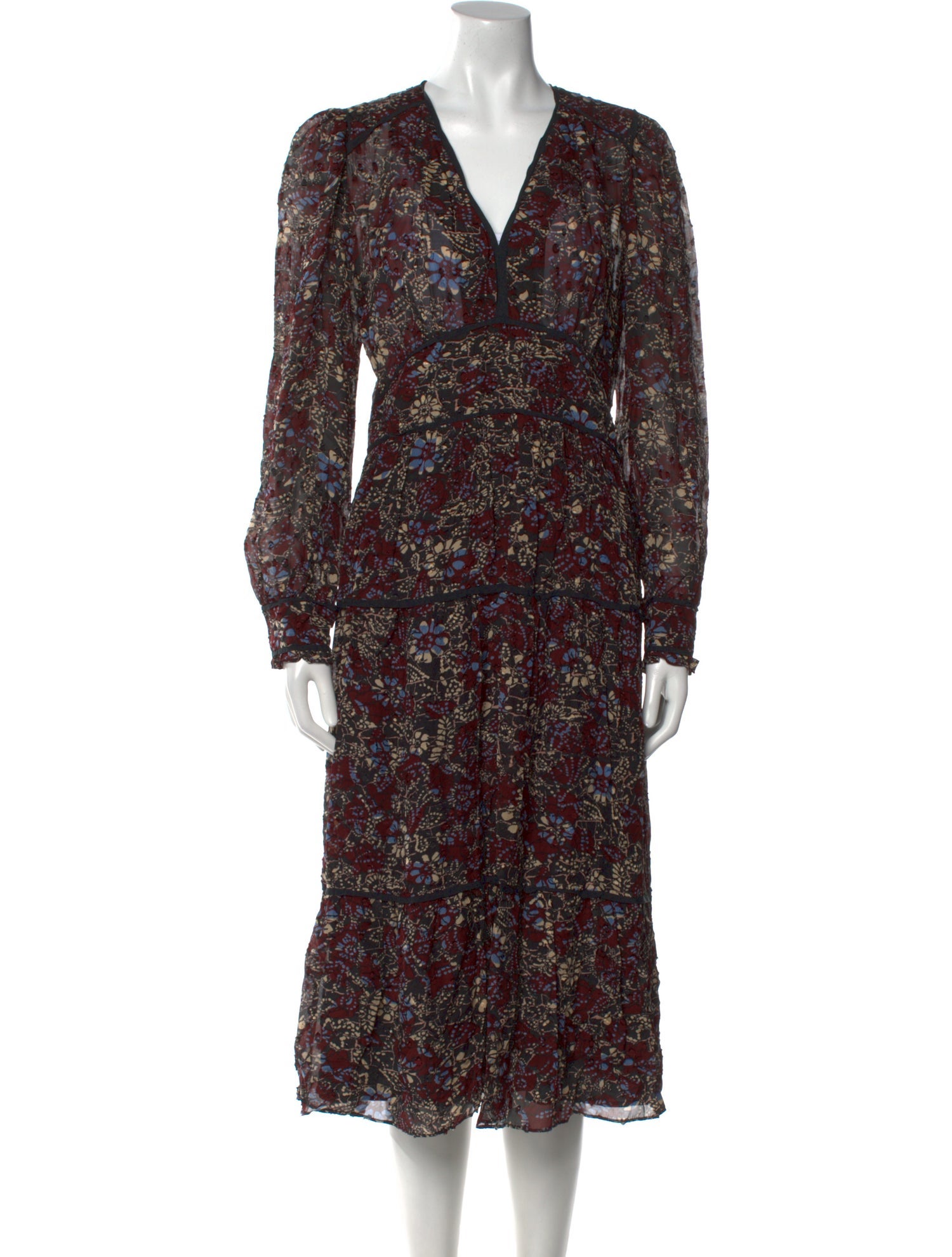 BA&SH Floral Print Midi Length Dress