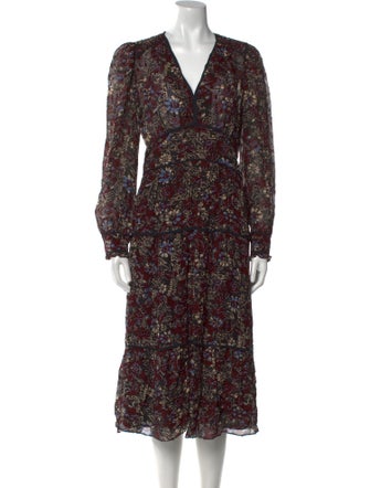 BA&SH Floral Print Midi Length Dress