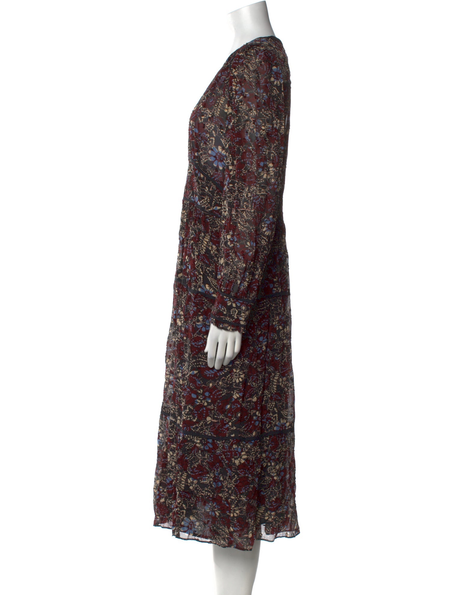 BA&SH Floral Print Midi Length Dress