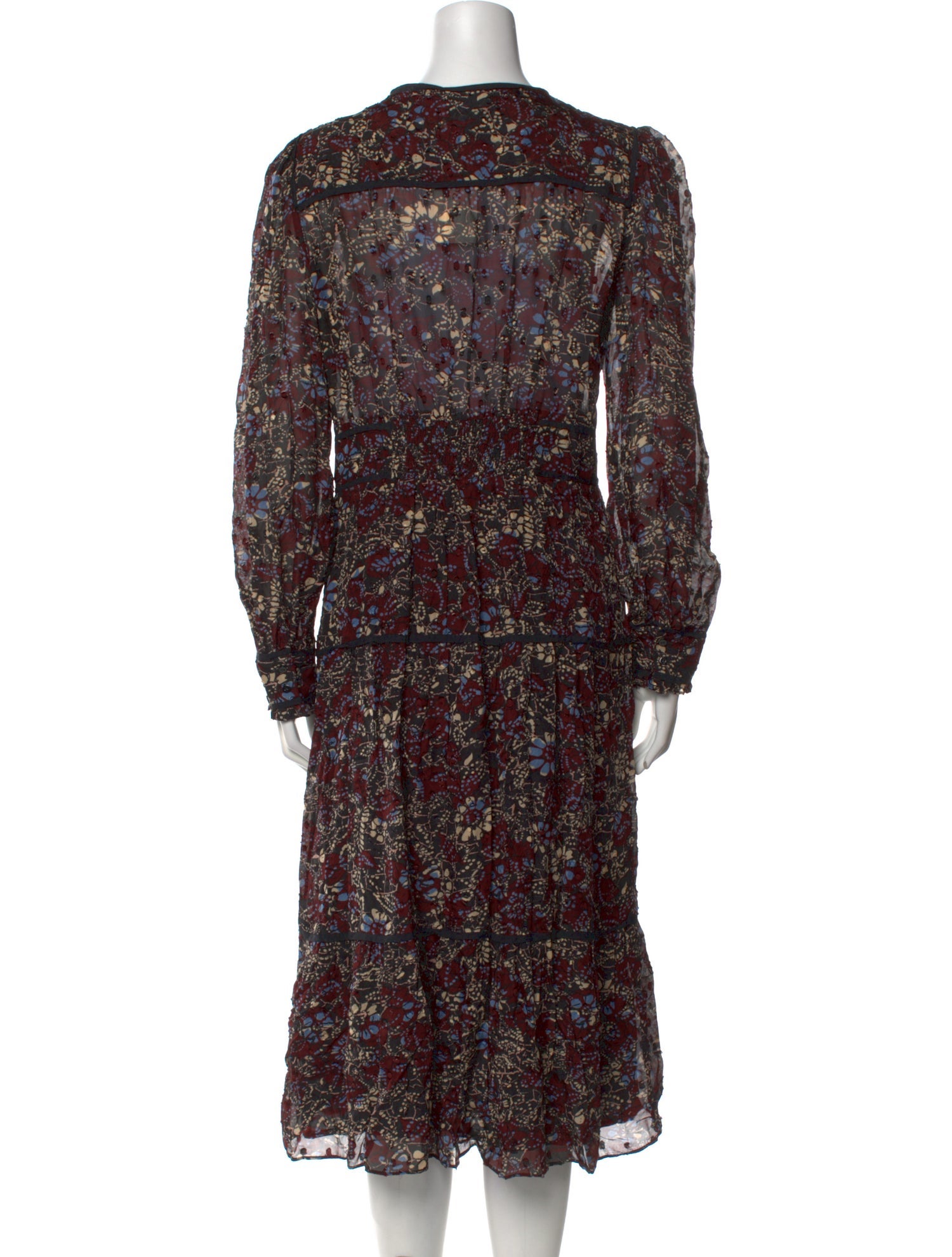BA&SH Floral Print Midi Length Dress