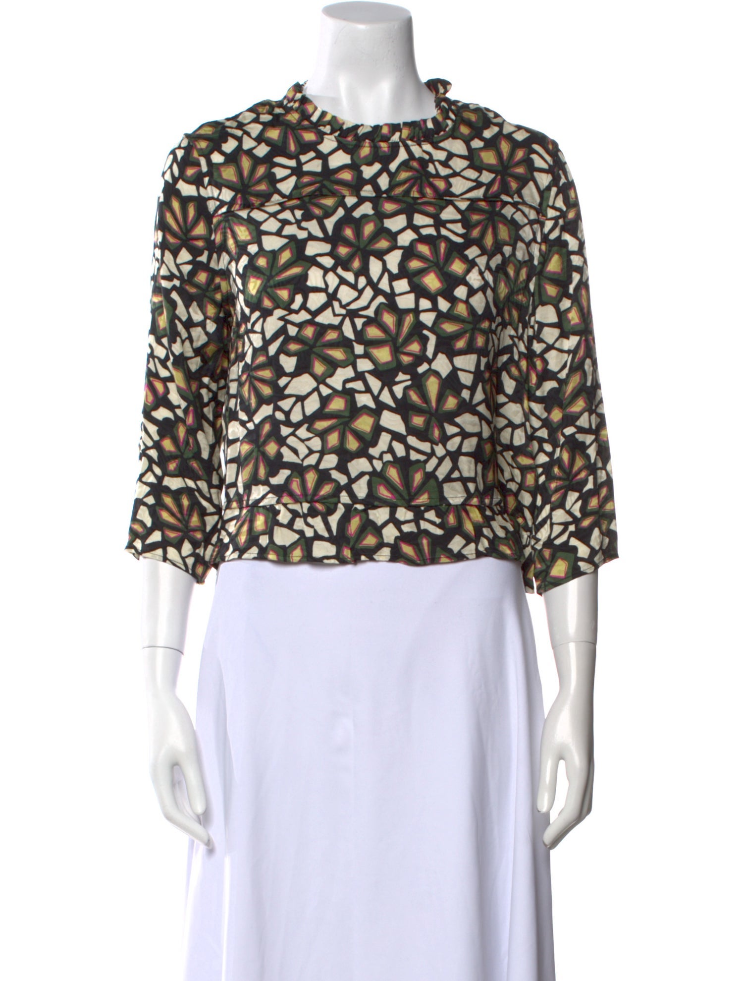 BA&SH Patterned Crew Neck Blouse