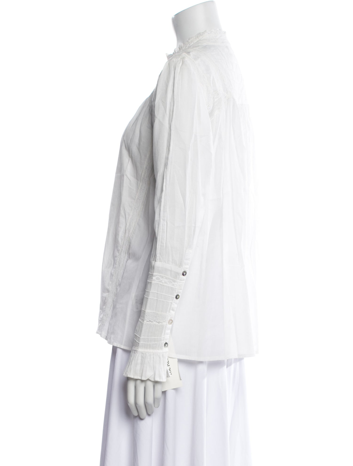 BA&SH Mock Neck Long Sleeve Button-Up Top